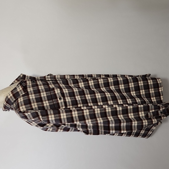 JACHS Men’s Brawny Long Sleeve Flannel Button Down Shirt Jacket Brown Grey XLT - Picture 7 of 16